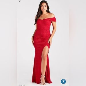 Windsor Meryl Formal Glitter Long Dress - Red